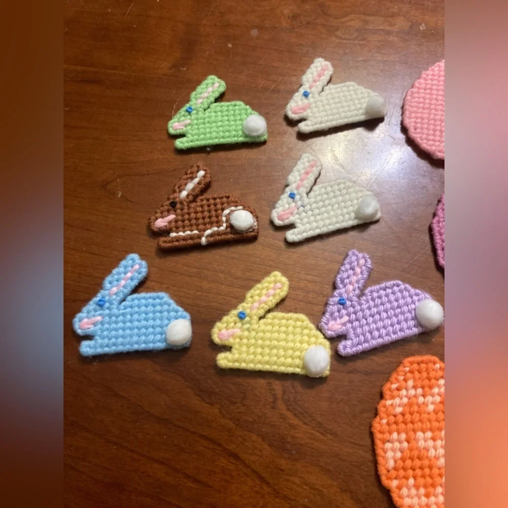 Handmade Easter Bunny & Egg Appliques - Pastel Mix Magnets on the back.